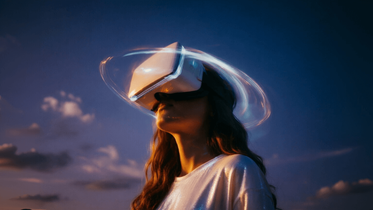 Person wearing a VR headset with ambient light